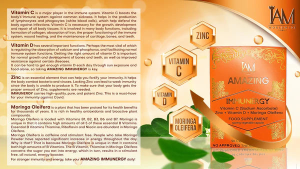 Amazing Immunergy Vit. C, D, Zinc & Moringa| 1Box | 50 Capsules | COD